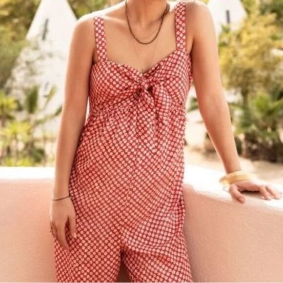 Hatch Maternity Jumpsuit Silky Floral Tie Bust Wide Leg Pockets One Size B10 - Picture 4 of 7